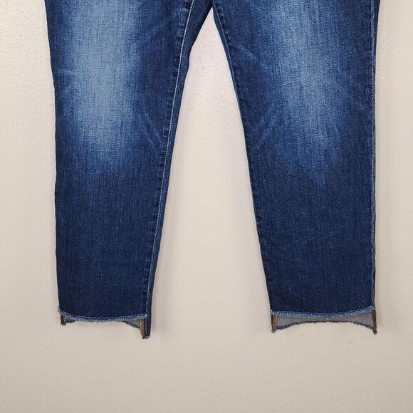 J. Crew Blue Med Wash Slim Broken In Boyfriend Jeans Raw Hem Size 32/14 - Picture 4 of 12